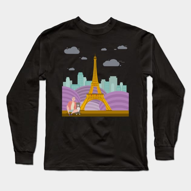 A trip with my dog to Paris Long Sleeve T-Shirt by Aversome